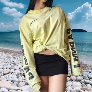 PA DENIM Long-Sleeve Logo Shirt in Light Yellow